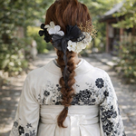 成人式 卒業式 結婚式 七五三 髪飾り ドライフラワー 椿 髪飾り（ 金箔付き ）