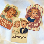 ★SALE★【選べる3柄】海外風レトロなThank youタグ＊12枚セット／ハトメ加工済　サンキュータグ　アメリカン　レトロ　ウェディング　ペーパーアイテム