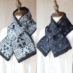 m・・・さま専用ご注文ページ・ネックウォーマー２点/全面刺繍生地使用（forest tile・ネイビーとsmile　flower・チャコール）ハンドメイド・ミナペルホネンの生地使用