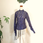 【SALE】ボタニカルレース シアインナー●ネイビー