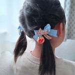 （水色リボン）スイーツヘアゴム♥🍞シリーズツイン