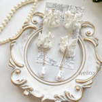 フラワー ロング イヤリング ピアス 花 ウェディング 結婚式 ブライダルアクセサリー カラードレス お呼ばれ ウェディングフォト シンプル 金アレ対応