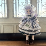 シュガリーガールズ　エプロンのワンピとヘッドドレス　リバティyoshie