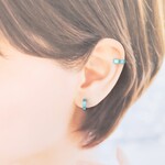 【再販×4】〈痛くない〉ソーダブルーフラットリングイヤリング・イヤーカフ・フェイクピアス・ノンホールピアス〈直径約11㎜、幅約3㎜〉(両耳用)(手で調節可能)   管理No.2046