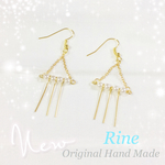 【冬】ゴールドとパールのチェーンピアス/イヤリング