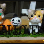 ＊ハロウィン3匹のフランケンねこちゃん　置物＊