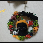 ＊ハロウィンくろねこちゃんリース　壁掛け＊