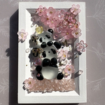 2/10 在庫追加ですᵕ̈*今後はリクエスト(オーダー)のみご対応品となります♡お花見おやこぱんだ♡ガラス シーグラスアート 桜