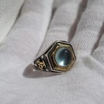 限定１　アクアマリン10 　S925YGPユニセックスリング