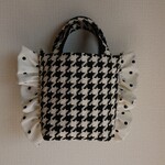 フリルバッグ♡　ツイードバッグ　トートバッグ　ドットフリル　ショルダーバッグ　日本製ツイード　千鳥格子　【匿名配送】