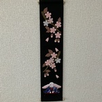 ちりめん細工:夜桜のタペストリー