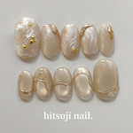 『 musubi 』春婚ウェディングネイル2026  結婚式ネイル　ブライダル　振袖　卒業式ネイル　袴　ネイルチップ　ニュアンスネイル　No.186