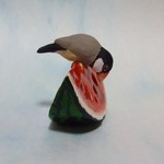 🍉期間限定■涼しげ…スイカに文鳥さん■カラー＆構図 指定できます