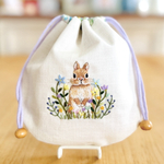 うさぎの刺繍巾着【受注品】