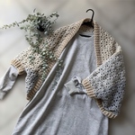 ☆crochet コクーン マーガレット モモンガ カーディガン☆ベージュ＆グレー