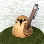 ペン立て饅頭雀さん【718羽目】木製 雀 すずめ スズメ 野鳥 <銘木すずめや>