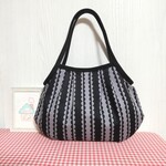 グラニーバッグ（北欧風＊半円ストライプ＊ブラック✕グレー）