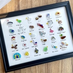 即日売り切れ！！30種の鳥さん図鑑🐧🦜シーグラスアート☆No.199図鑑　鳥　置物　欧米　B 5インテリア　ミニチュア　とり　トリ　くじゃく　シマエナガ　白鳥　インコ　ルリコンゴウインコ　アヒル　