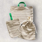 💚入園入学用品　北欧調格子柄　ループ付きレッスンバッグ　上履き入れ　体操着入れ　3点セット