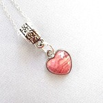 ♥恋愛のお守り♥ハート型インカローズ　天然石ネックレス　（チェーン・silver925）　