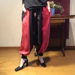 サルエルパンツ　de　着物　黒薔薇