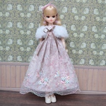 NO.325 22㎝ドール服 花柄ドレスワンピース＆小物セット