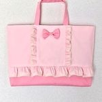 フリルとリボンのプリンセスバッグ  ピンク30cm×40cm×まち4cm