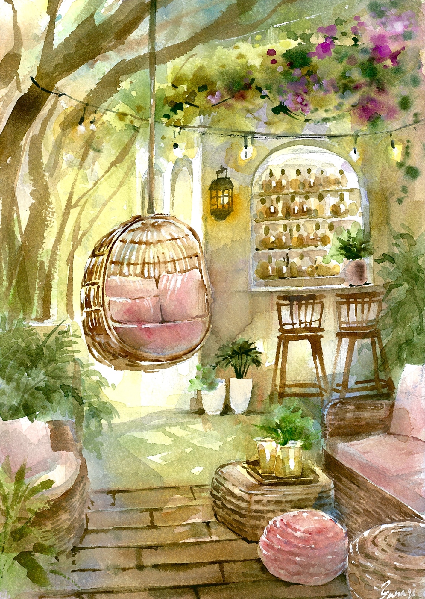 水彩画 原画 リゾート