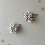 【2026新作】タティングレース×ビーズのピアス/イヤリング ［sparkle］light gray｜グレー｜オケージョン｜結婚式｜パーティー｜スパンコール｜軽い｜春夏