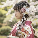 N21 つまみ細工　髪飾り　白ゴールド　卒業式　袴　結婚式　ドライフラワー　成人式