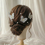 バタフライコーム　3本セット　ヘアアクセサリー　フラワー　結婚式　ブライダル　蝶々　蝶　ちょう　ちょうちょ　前撮り　お呼ばれ　ヘアピン　バレッタ　和装　成人式　ビジュー