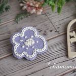 北欧風お花の刺繍ブローチ・パープル