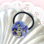 NEW  カリブラコアのレジンヘアゴム　ポニーフック　ドライフラワー　押し花　ブルー　青