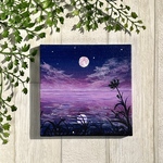 プチキャンバス絵画シリーズ♡アクリル画《原画》　✴︎ 静かな月の夜 ✴︎