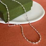 −𝗡𝗘𝗪− silver925 ネックレス 粒々 楕円 チェーン 華奢 チェーン シンプル シルバー925  スターリングシルバー S925【N-020】