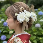 髪飾り ゴールド/赤 成人式 髪飾り 和玉 プリザーブドフラワー 髪飾り  振袖髪飾り   前撮り髪飾り 成人式 髪飾り 結婚式 髪飾り  卒業式
