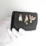 すずめがサンバ刺繍 帆布ミニウォレット