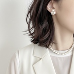 【セット商品】スワロフスキーパールネックレス＆ピアス／イヤリング　結婚式　お呼ばれ　セレモニー　フォーマル　卒業　入学