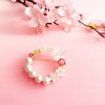 桜とコットンパールの春ブローチ｜卒業式・入学式に 小さな花束