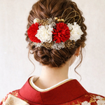 （新作）ドライフラワー髪飾り 赤ヘアアクセサリー 結婚式 和装 成人式 振袖 卒業袴 色打掛 七五三 カラードレス 前撮り