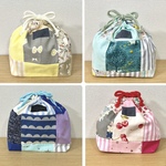 カラフル✨つぎはぎ巾着バッグ　お弁当袋