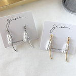 シンプル　ゴールド　シルバー　パール　ウェーブスティック　ハンドメイド　ピアス イヤリング チタンピアス　樹脂ピアス　結婚式　パール　ウェディング　卒園式　卒業式　入園式　入学式　セレモニー