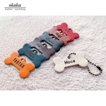 栃木レザー＊レーザー刻印　骨型キーホルダー　迷子札　プチギフト　犬　猫　名入れ　席札　ネームタグ