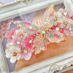 (B) 梅の花とステンドグラス風の蝶のバレッタ〜春のひかり〜 (hair ornaments of butterfly 〜The beginning of spring〜)