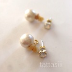 [再販]春夏に！オパールピアス×コットンパールチャーム[kiiro]
