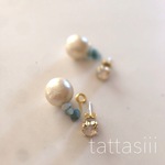 [再販]春夏に！オパールピアス×コットンパールチャーム[midori]