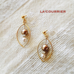 秋色パールのリーフピアス