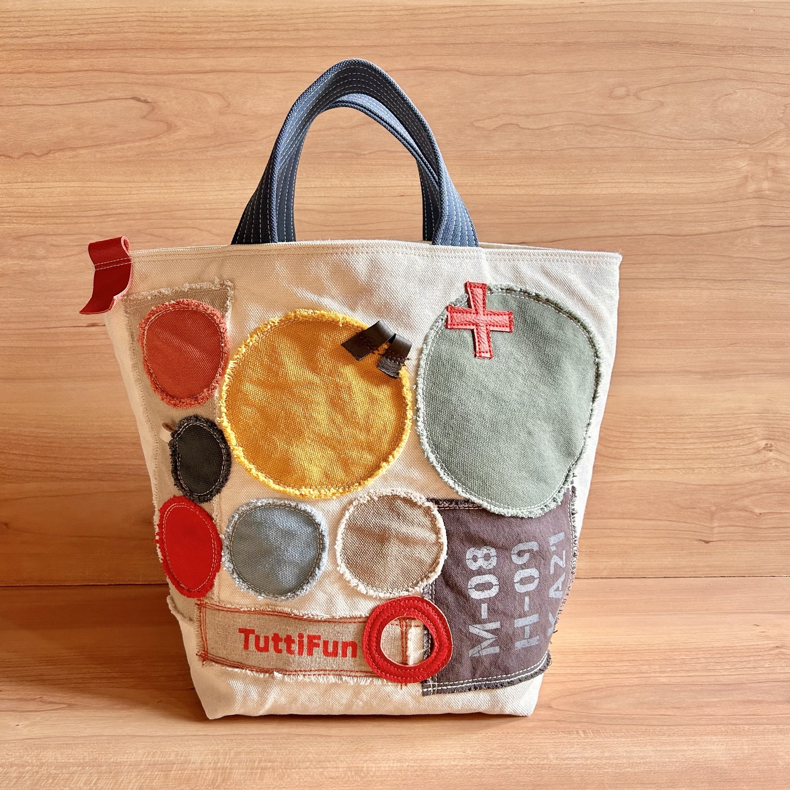 tuttifun＊maru・maruカラフル切りっぱなし帆布トート Colorful Circle