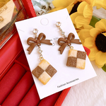 数量限定❣️バレンタイン💝🍫 大人可愛いෆ˚* フェイクフード  アイシングクッキー🍪 ブラウン リボン🎀 ピアス イヤリング レディース アクセサリー