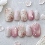 ring flower mag𓂃𓈒𓏸  ネイルチップ　ピンク　うるうる　ちゅるん　ブライダル　ウェディング　結婚式　成人式　卒業式　マグネット　春♡⃜ 